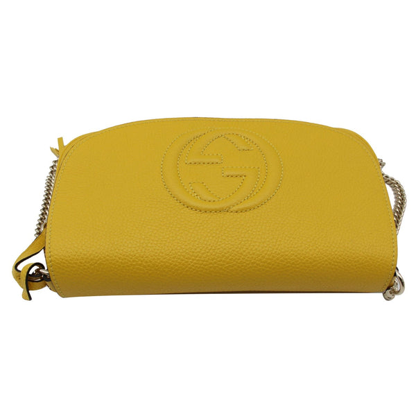 GUCCI Soho Chain Flap Leather Crossbody Bag Yellow 536224