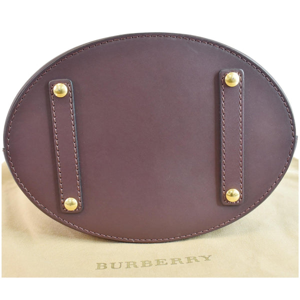 BURBERRY Bucket Medium Leather Shoulder Bag Deep Claret