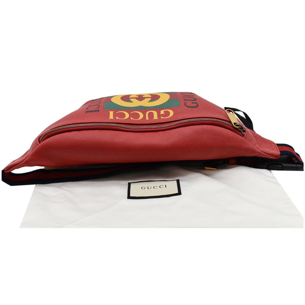 GUCCI Print Medium Leather Belt Waist Bum Bag Red 530412