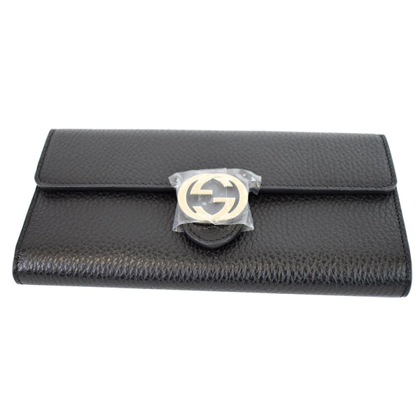 GUCCI GG Interlocking Continental Leather Wallet Black 598166