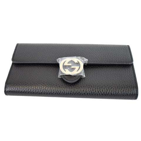 GUCCI GG Interlocking Continental Leather Wallet Black 598166