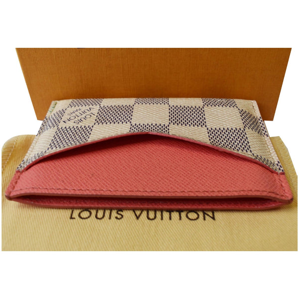 Louis Vuitton Damier Azur Card Holder White For Women - red closure