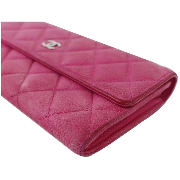 Chanel CC Caviar Leather Long Wallet Pink side view
