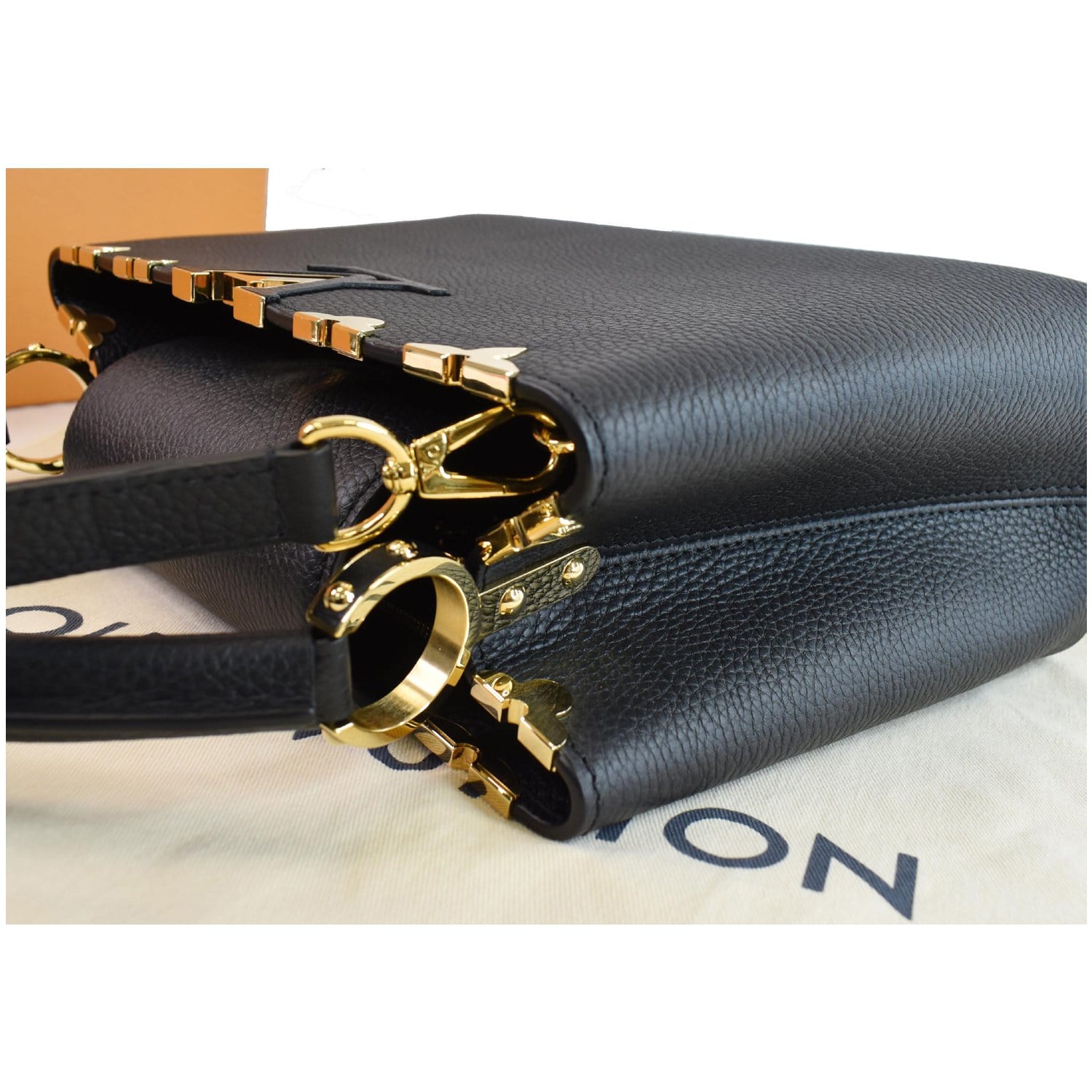 Louis Vuitton, Bags, Soldnew Lv Capucines Mini Black Crown Of Gold  Flowers
