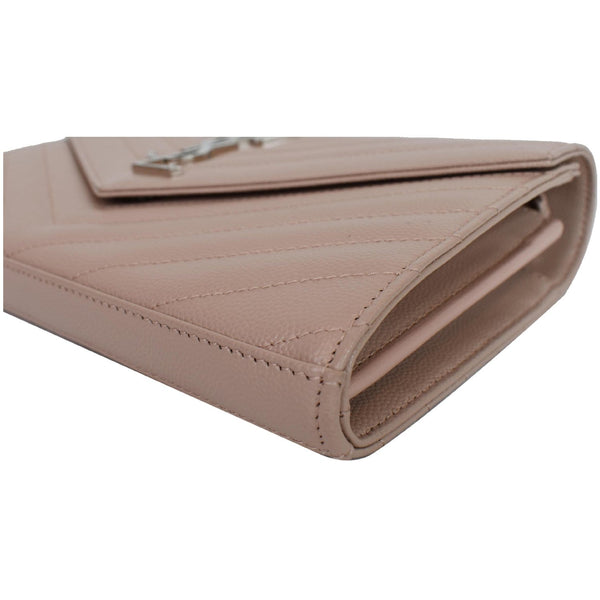 YVES SAINT LAURENT Monogram Grain De Poudre Chain Wallet Rose Pink