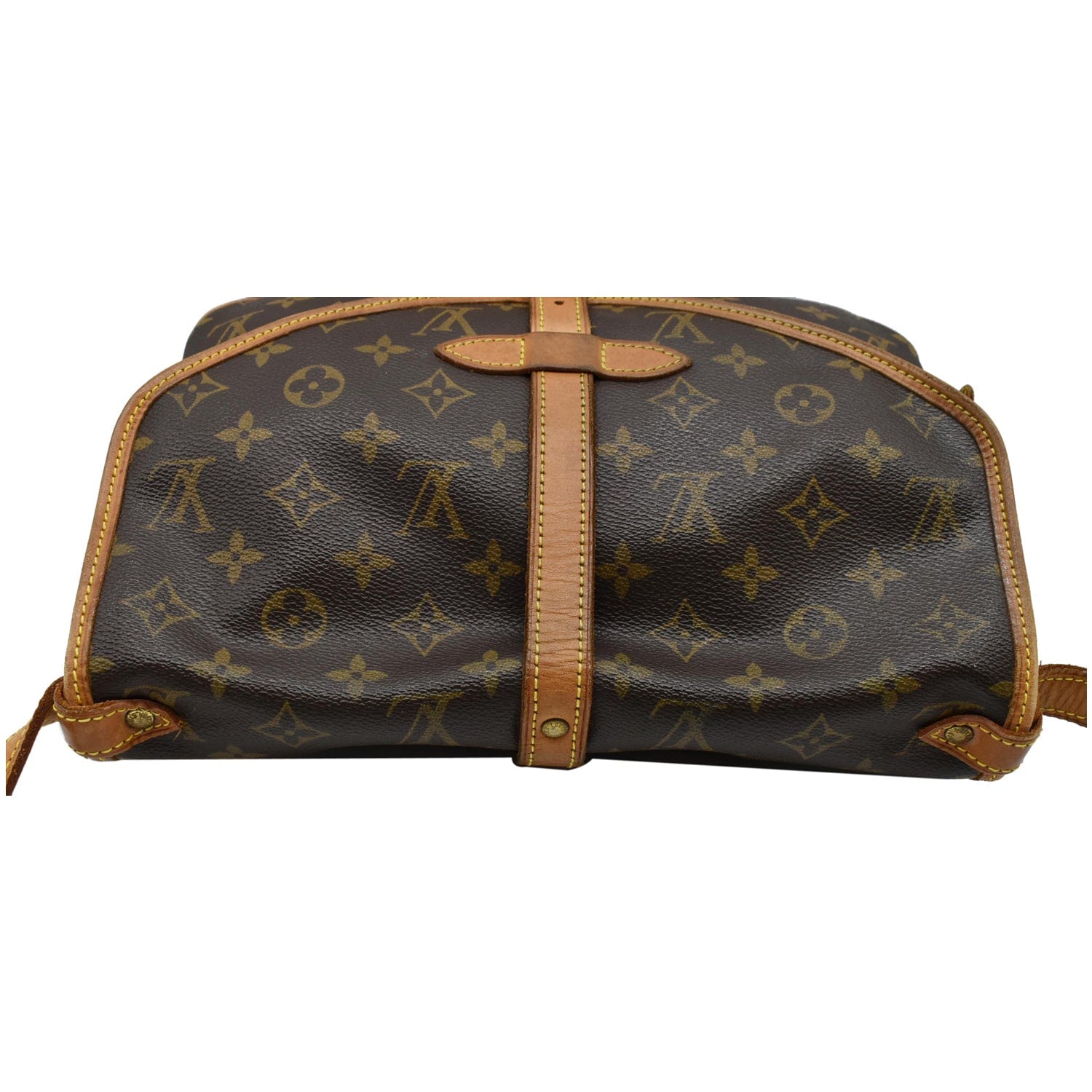 Saumur cloth handbag Louis Vuitton Brown in Cloth - 37062598