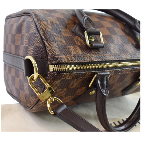 Louis Vuitton Speedy 25 Bandouliere Damier Ebene Bag - closed zip view