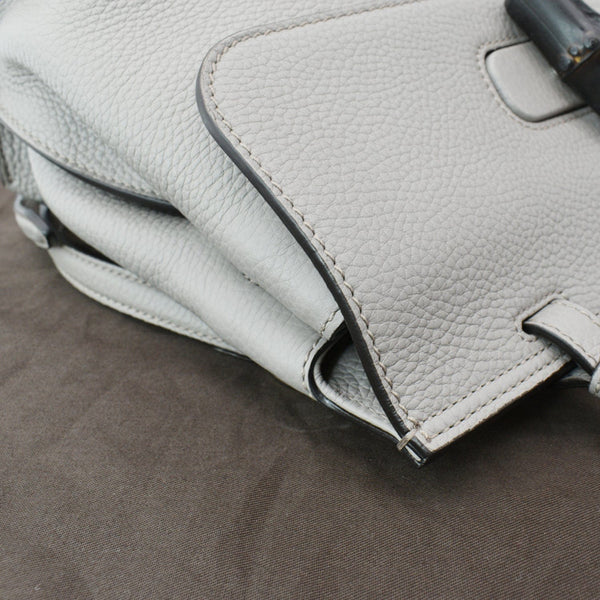 GUCCI Bamboo Daily Small Leather Shoulder Bag Grey 370831