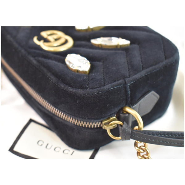 GUCCI GG Marmont Mini Marquise Crystal Velvet Crossbody Bag 448065