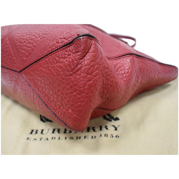 BURBERRY Dewsbury Medium Grain Check Embossed Tote Bag Red