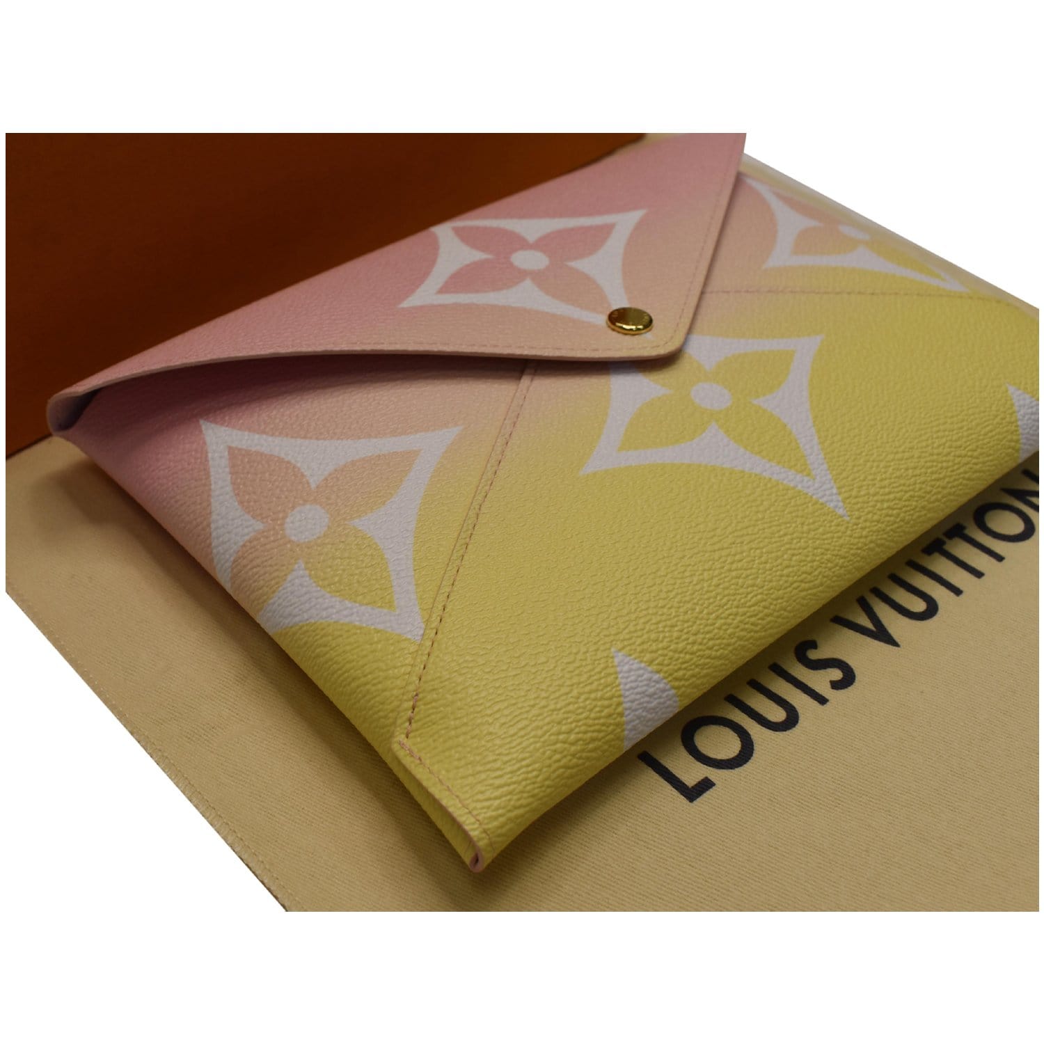 Louis Vuitton Large Pink X Yellow Monogram Kirigami Gm Envelop Pouch 19lvs421