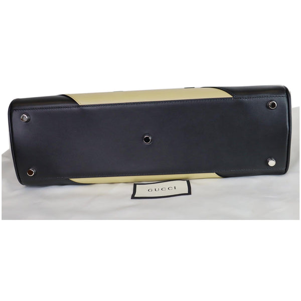 Gucci Medium Zumi Diagonal Stripe Leather Handle Bag long black base