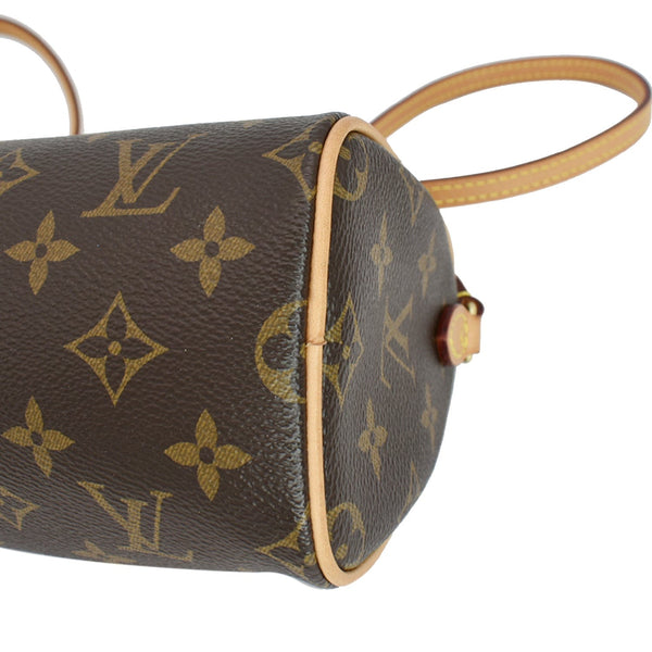 LOUIS VUITTON Nano Speedy Monogram Canvas Crossbody Bag Brown