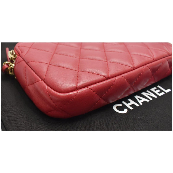 Chanel Double Zip Wallet On Chain Lambskin Handbag red