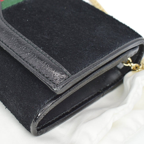 Gucci Ophidia Suede Patent Web Leather WOC Crossbody Bag