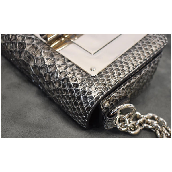 Tom Ford Natalia Small Chain Turnlock Bag silver corner view