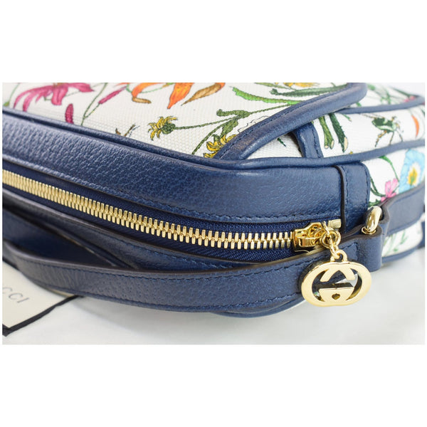 GUCCI Small Flora Canvas Tote Shoulder Bag Blue 550147