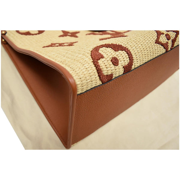 LOUIS VUITTON Onthego MM Monogram Raffia Shoulder Bag Tan