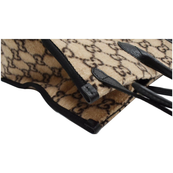 GUCCI GG Monogram Wool Tote Shoulder Bag Beige 598169