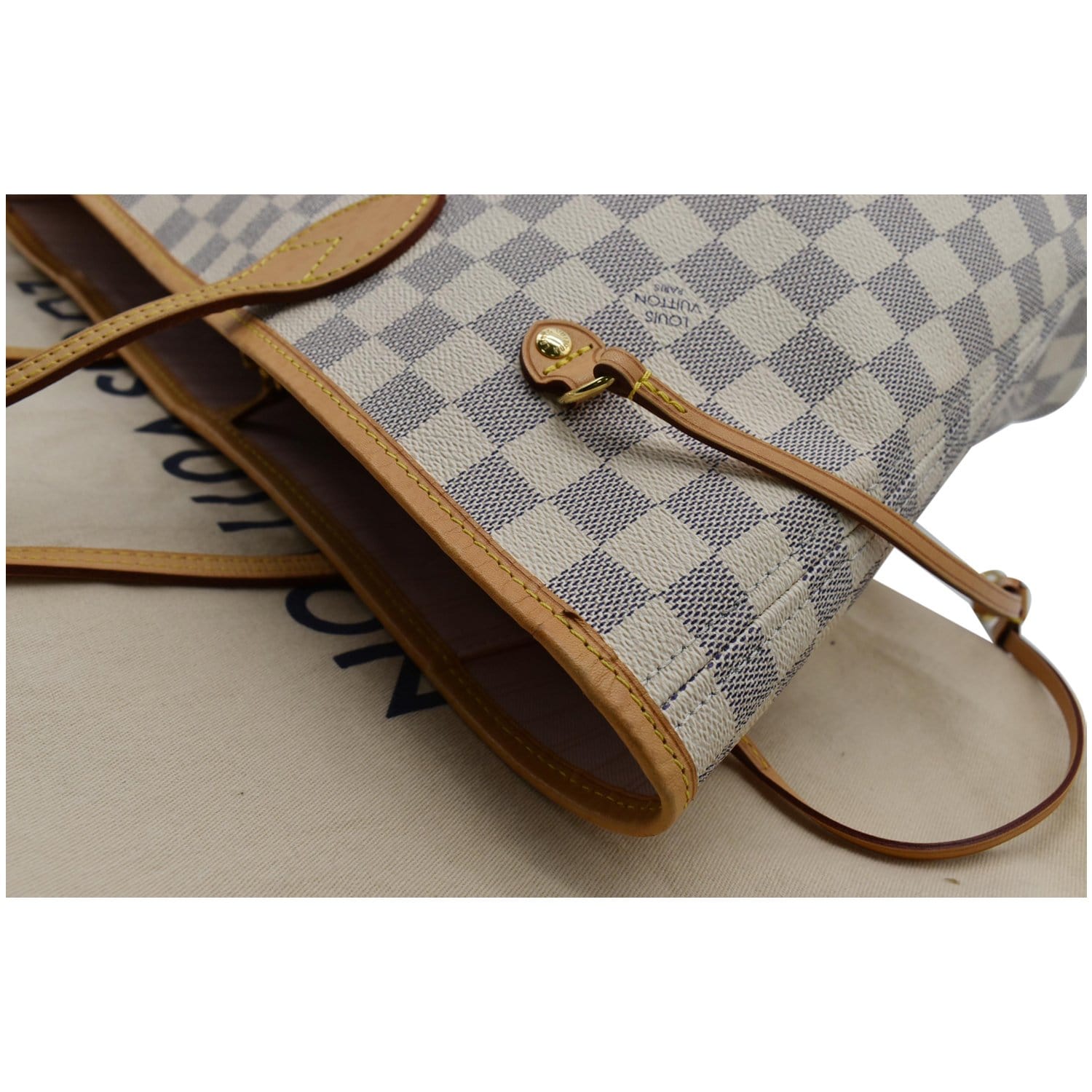 Louis Vuitton Neverfull Mm Damier Azul White Canvas Tote - MyDesignerly