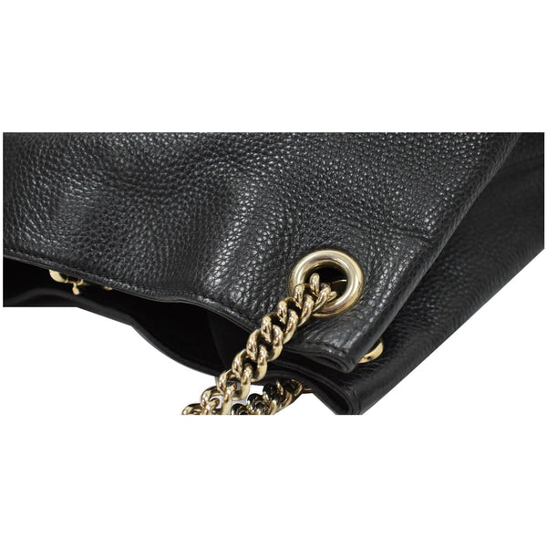 GUCCI Soho Pebbled Leather Chain Shoulder Bag 308982 Black