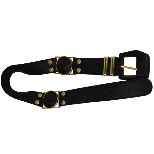 VERSACE Vintage Medusa Head Leather Belt 28 Black