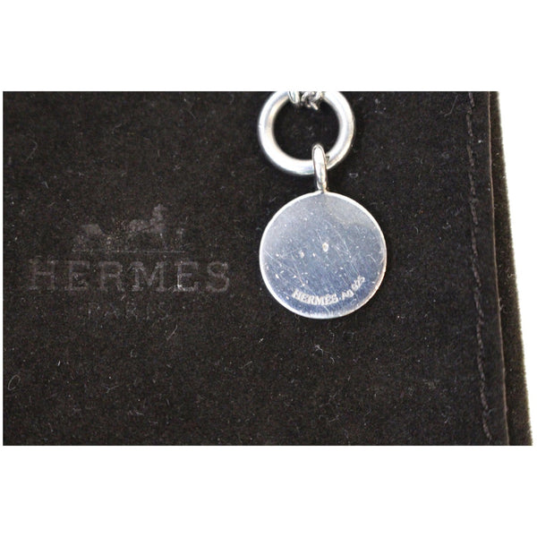 HERMES Sterling Silver Mini Clou de Selle Charm Pendant Necklace