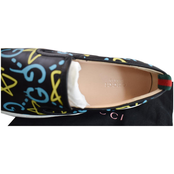 GUCCI Ghost Print Smooth Leather Slip-On Sneakers Black Size 9 - Last Call