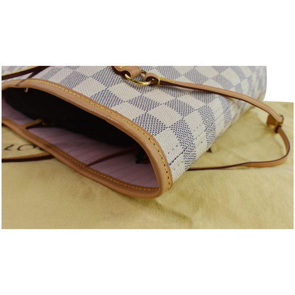 opened view lv Neverfull MM Damier Azur Shoulder Bag 