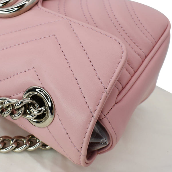 GUCCI GG Marmont Mini Matelassé Leather Shoulder Crossbody Bag Pastel Pink 446744