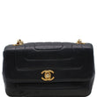 CHANEL Vintage Border Flap Lambskin Shoulder Bag Black
