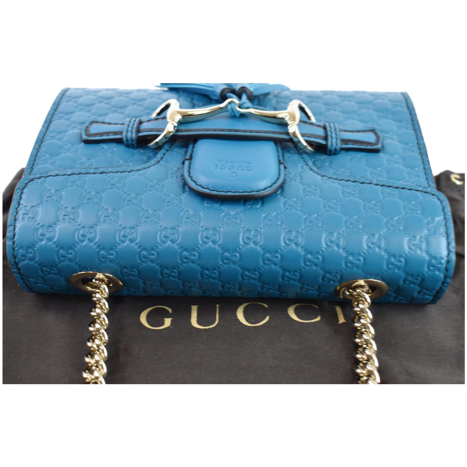 Gucci Guccissima Emily Horsebit Hobo in Blue