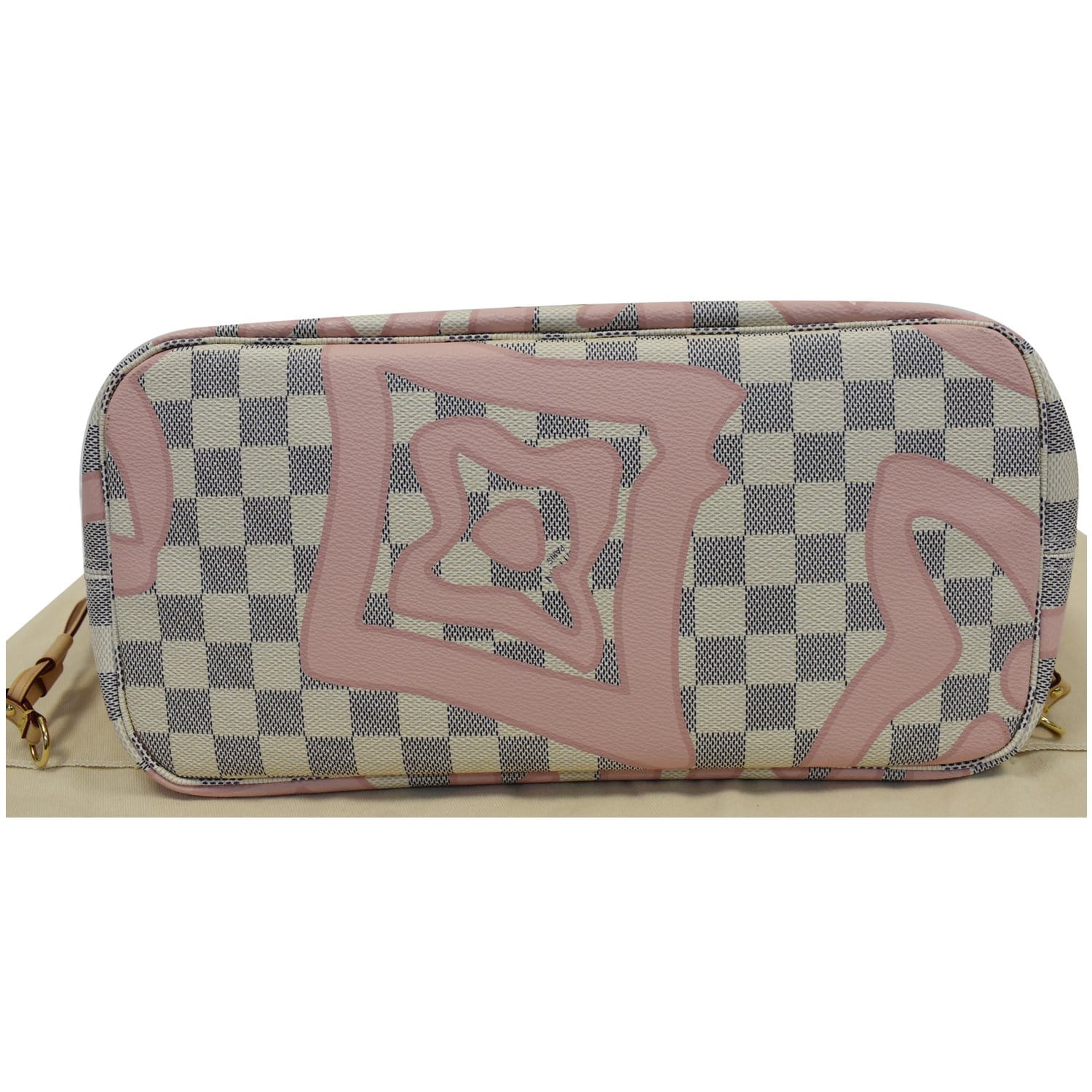 Louis Vuitton Limited Pink Damier Azur Tahitienne Neverfull MM with Pouch  37lk42 at 1stDibs