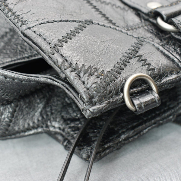 BALENCIAGA Neo Classic Patchwork Leather Top Handle Shoulder Bag Balck
