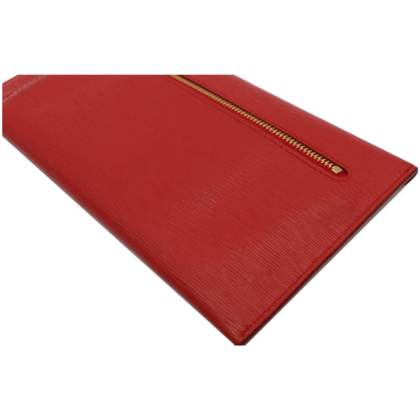 PRADA Envelope Leather Clutch Wallet Red