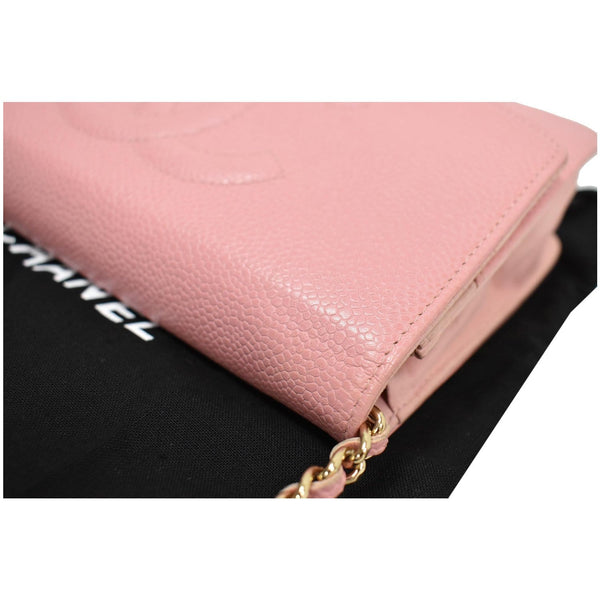 CHANEL Timeless Caviar Leather Wallet On Chain Clutch Crossbody Bag Pink