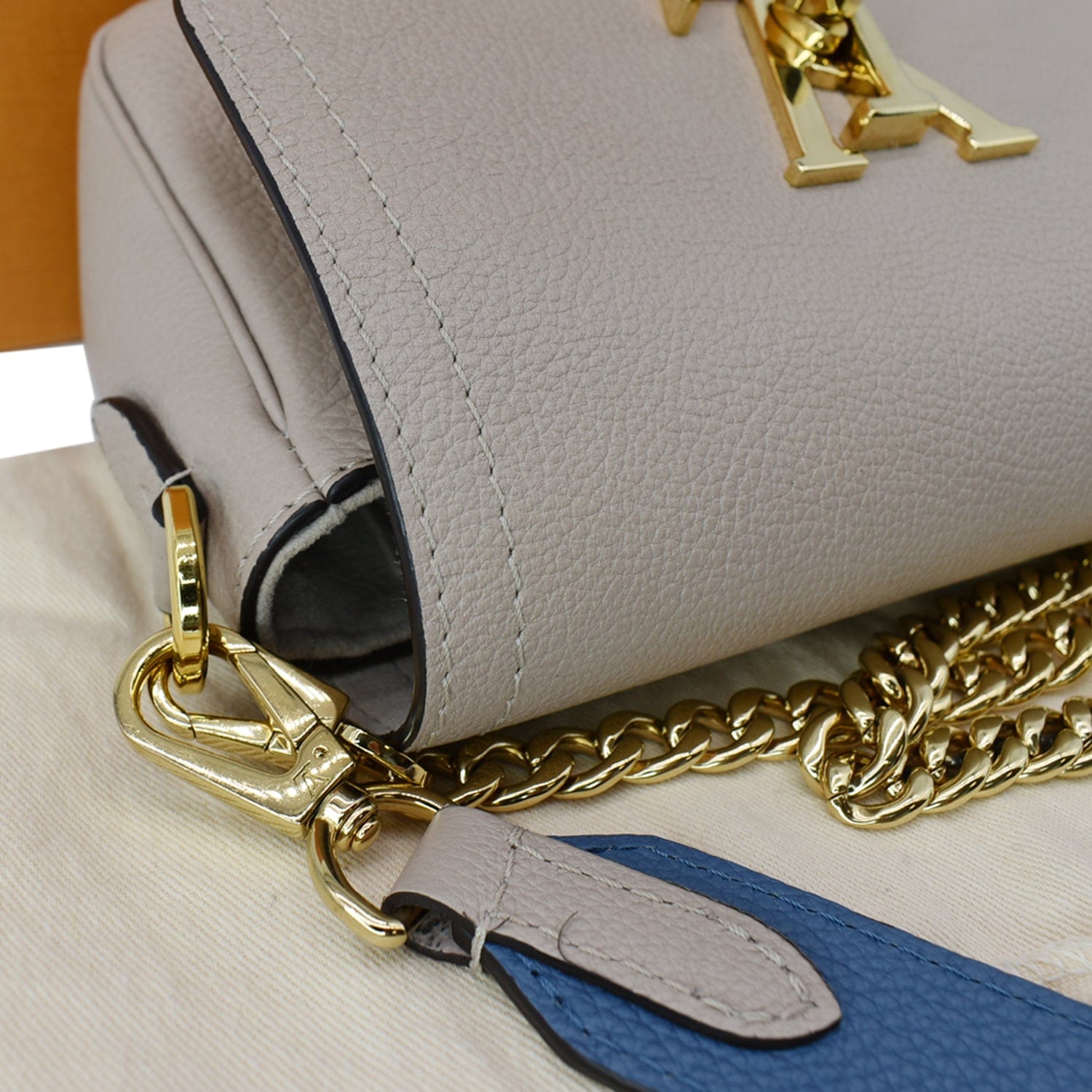 Louis Vuitton Greige Grained Calf Leather Lockme Shopper, myGemma, SG