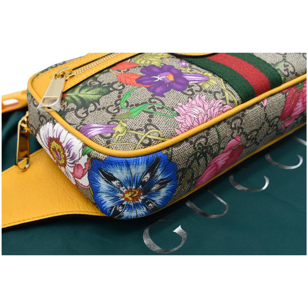 GUCCI Ophidia Flora GG Supreme Canvas Belt Messenger Bag Beige 574796