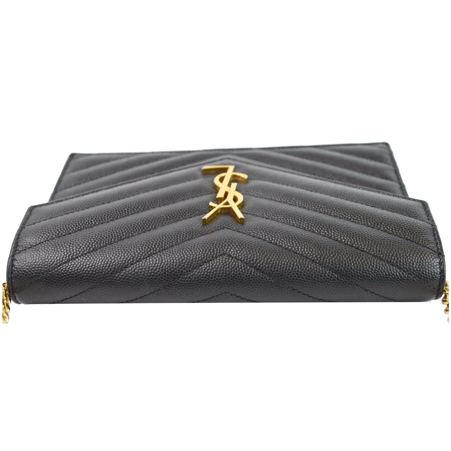 Yves Saint Laurent/ YSL 393593 Black Leather Envelope Chain Wallet Clutch/  Shoulder/ Sling Bag