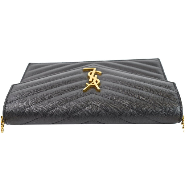 YVES SAINT LAURENT Envelope Monogram Leather Crossbody Chain Wallet Black