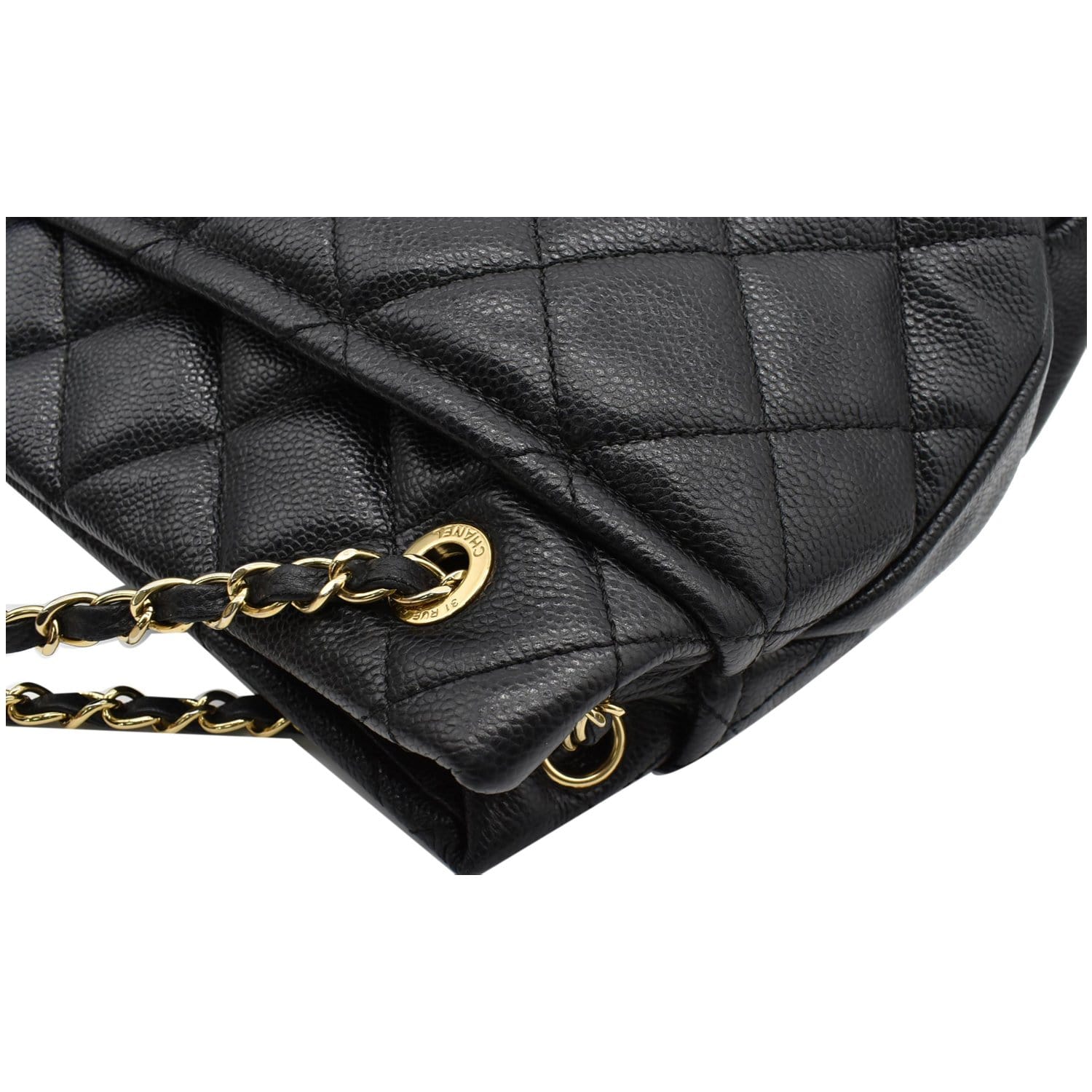 Chanel Black Caviar Leather Triple CC Chain Tote Bag 220858