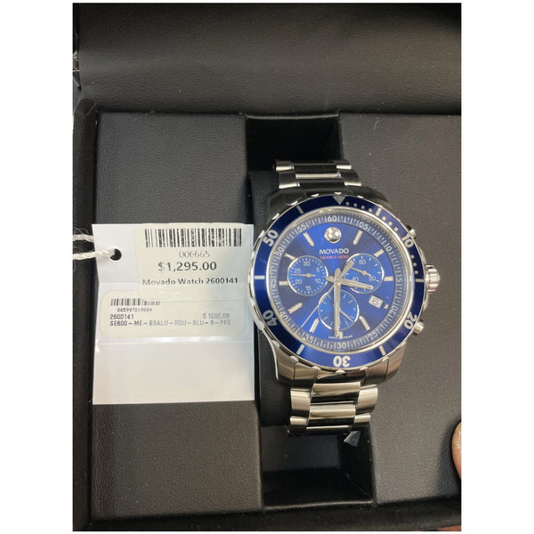 MOVADO Series 800 Chronograph Swiss Quartz SS Watch Blue Dial 42MM