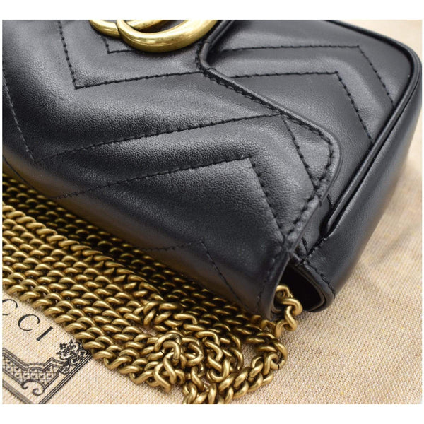 GUCCI Marmont Super Mini Matelasse Leather Crossbody Bag Black
