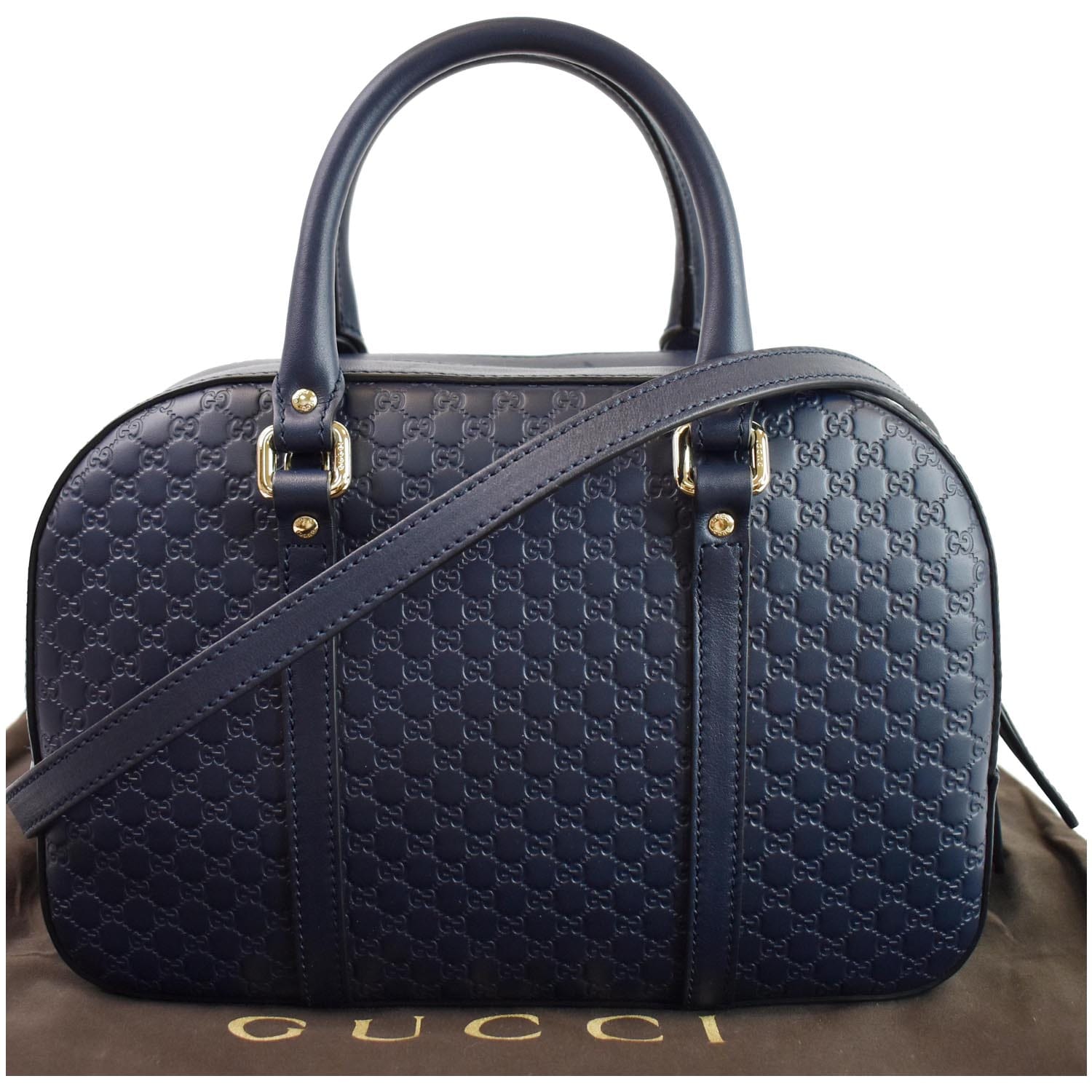Gucci Microguccissima GG Black Leather Embossed Boston Bag