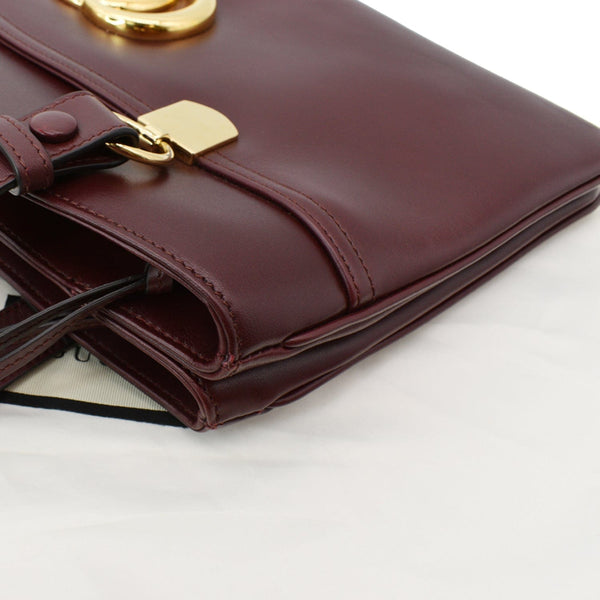 GUCCI Large Arli Leather Top Handle Shoulder Bag Burgundy 550130