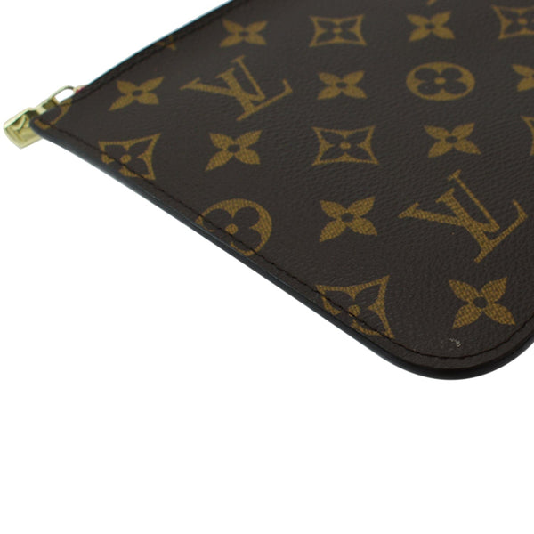 LOUIS VUITTON Neverfull Monogram Canvas Pochette Wristlet Pouch Brown