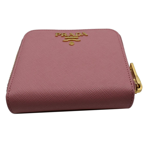 PRADA Small Saffiano Leather Zip Around Wallet Pink