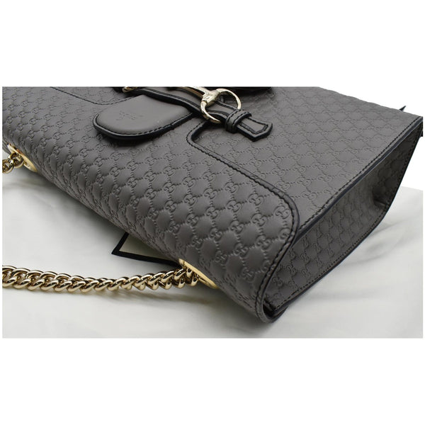 GUCCI Emily Medium GG Guccissima Leather Chain Shoulder Bag 449635 Gray