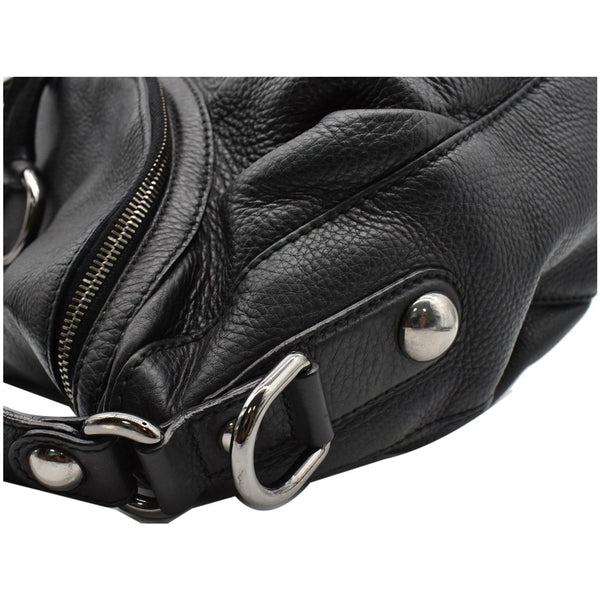 GUCCI Icon Bit Medium Pebbled Leather Shoulder Bag Black 228584