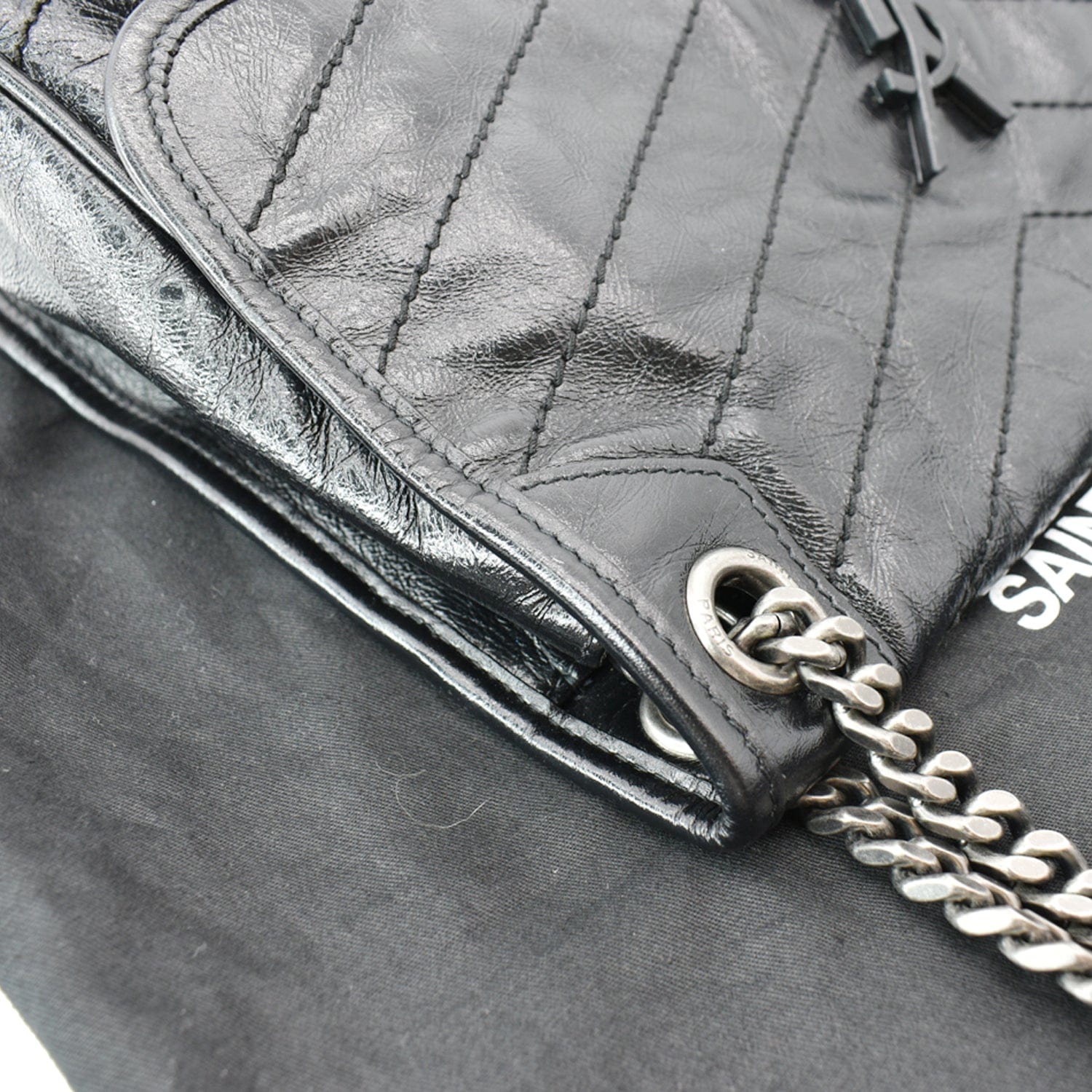 YSL Niki Black Studded Chevron Mini Crossbody Bag-Brand New Box
